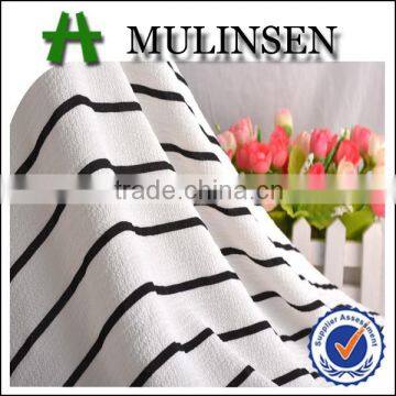 Mulinsen manufacturer printed polyester woven stripe fabric black and white