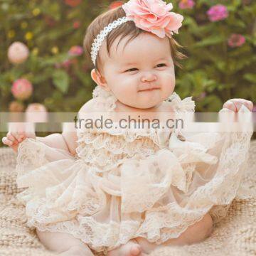 Lovely wholesale boutique kids light pink tube lace dress princess baby lace frock designs