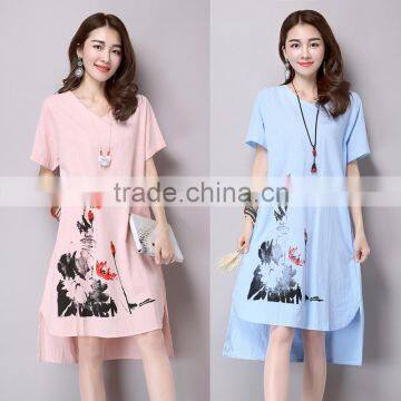 JPSKIRT160817 Latest Fashion Ladies Short Sleeve FLoral Dress