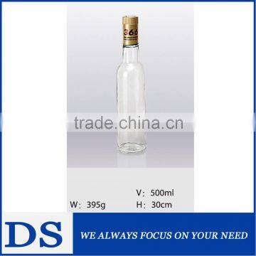 Wholesale 500ml food grade glass bottle for vinegar/spice bottle /clear glass bottle with screw cap