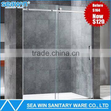 Straight Apparence Double Roller Sliding Shower Glass Door