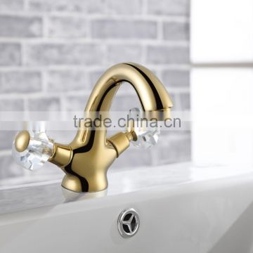 Golden Color Double Handle Brass Basin Taps