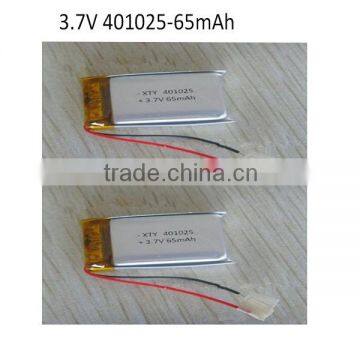 3.7V 65mAh polymer lithium battery rechargeable polymer batterirs