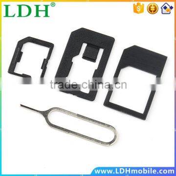 3 in 1 Nano Micro Standard SIM Card Adaptor Adapter & Tools For Iphone 4 4S 5 Black XDA1174