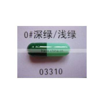 Deep green / light green size zero capsule gelatin capsules