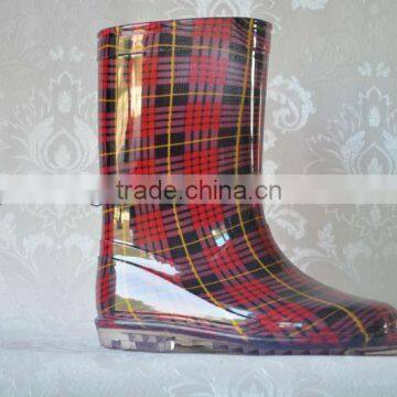 2013 Children plaid PVC rain boots