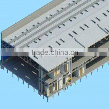 Prefab steel frame sandwich warehouse building design