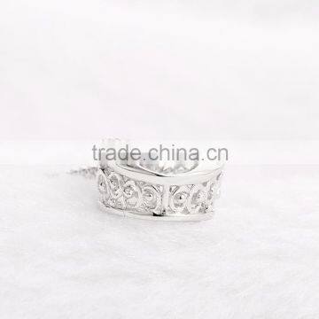 925 Sterling Silver Horse Shoe Shape Dancing Stone Pendant Necklace Jewelry SPG900W photo-3