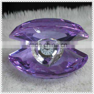 Fancy Purple Crystal Shell Clocks For Wedding Gifts