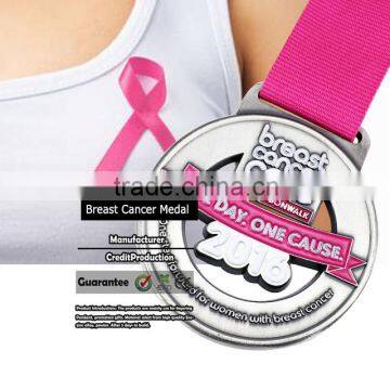 Wholesale Sport Events Antique Silver Breast Cancer Medals