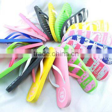 summer women fashion custom printed flip flops rubber thongs