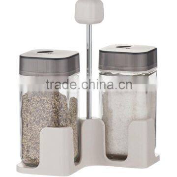 SINOGLASS trade assurance 100ml glass bottle plastic lid salt and pepper shaker set with rack