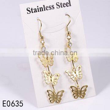 Latest exquisite workmanship butterfly pattern drop earrings for women