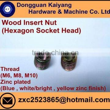 Insert Nut/ Wood Insert Nut / Hex Socket (Furniture Fastener); Bright(White)/Blue/Yellow Zinc Plated; M6, M8, M10 photo-2