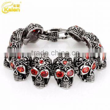 fashion casting jewelry enamel skull head rhinestone bracelet