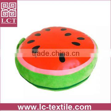 wholesale cute design soft plush fabric round shape fruit pillow featuring blanket inside(LCTP0062)