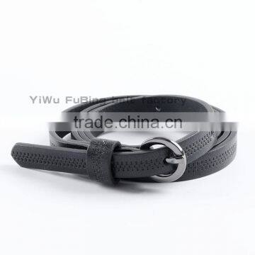 Fashion High Quality pu Casual Leather Embossed Narrow Belts for Female