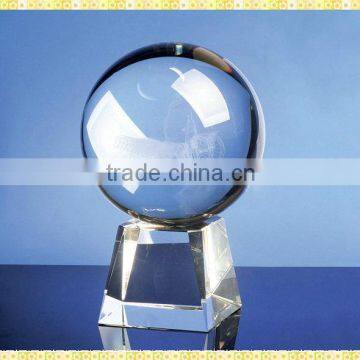 Hot Sale Laser Engraved Crystal Ball With Clear Base For Desktop Centerpieces