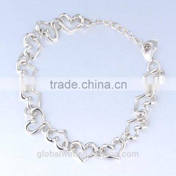 Heart shape silver charms Bracelet Infinity Bracelet S925 engraved Logo custom silver Jewelry Wholesale charms FB042