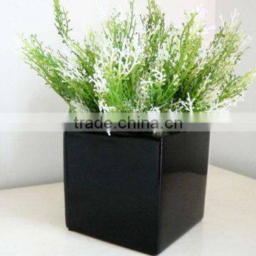 Gloss black Ceramic cube pots and planters