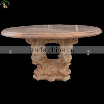 Hand carved marble round table top and base for garden