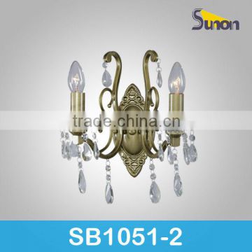 2 light classical court antique brass wall lamp