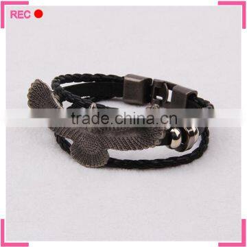 Braided leather bracelet with eagle decoration, for men fashion bracelets 2016