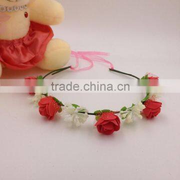 9 Rose Flower Headband With Adjustable Ribbons,beautiful Mixed Colorful Flower Hairband Headband photo-3