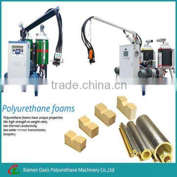 Metering mixing and dispensing machines for polyurethane foams