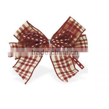 INB-105 brown Check Ribbon Bow