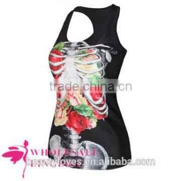 skeleton women black summer tank tops ,summer vests