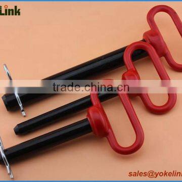 Red handle forged hitch pin with R clip