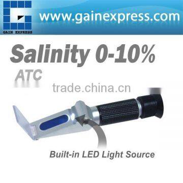 Salinity Refractometer with Built-in LED light Aquarium 0~10% ATC