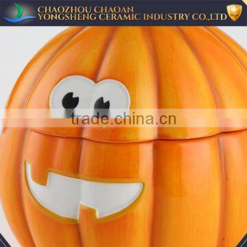 Smiling Face Biscuit Container Pumpkin Ceramic Jars With Lids photo-2