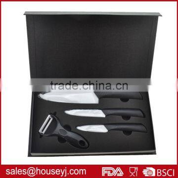 3pcs ceramic knife+ceramic peeler with PP handle EVA box packing 4pcs kitchen knife set