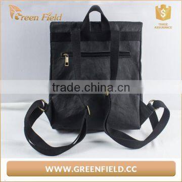 Black Kraft Paper School Bag Backpack, Washable Paper Bag for Men