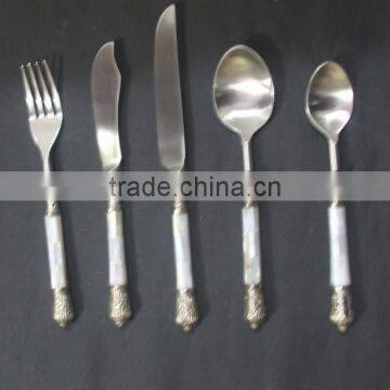 5 Pcs Brass Shell Decoration Cutlery Set, Novelty Cutlery Set, Elegant Cutlery Set, Fancy Cutlery Set, Catering Supplies photo-2