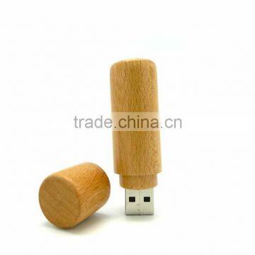 cylinder wooden keychain USB stick