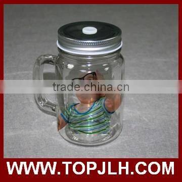 China Professional Logo Printed Sublimation Glass Cup Mason Jars photo-2