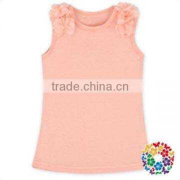 Wholesale Baby Girls Tank Top Plain Flower Clothes Red And Coral Singlet Clothes photo-4