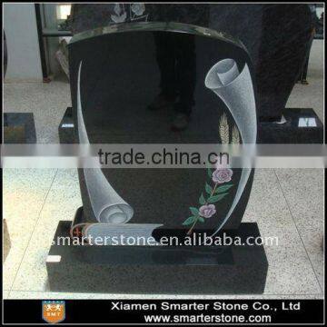 Chinese Shanxi Black Granite Tombstone & Monument