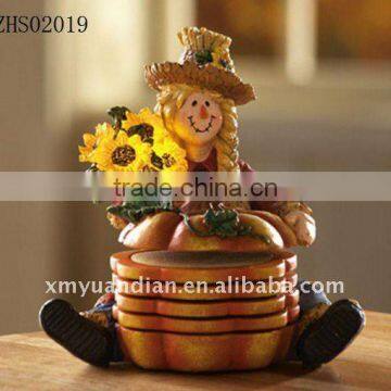 Fall Lighted Scarecrow Girl W/ Sunflowers Coaster Crafts Set