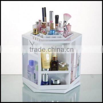 Made in China High Quality White ABS Big Rotatable Cosmetics Display Shelf Wholesale