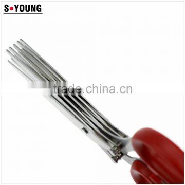 61019 New Design And High Quality Snipping Shearing Plastic Household Kitchen Stainless Steel 5 Blades Herb Scissors photo-3
