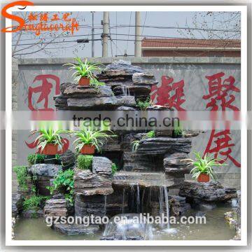 High Quality Large Rockery Fiberglass Waterfalls Natural Stone Garden Fountain Outdoor photo-2