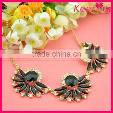 cheap high black large acrylic bead flower necklace WNK-226