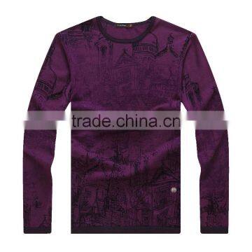 purple men's wool merino cashmere sweater with new digital print