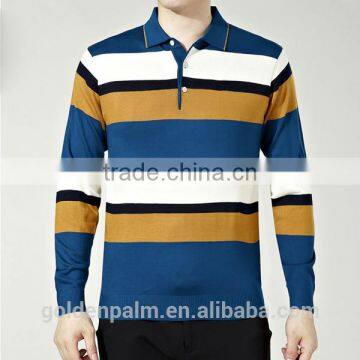 Men Long Sleeve Stripe Performance Polo Shirt photo-3
