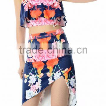 Floral Print Ruffle 2 Pieces Set Fashion Boutique Dress Casual Women Dresses Summer photo-2