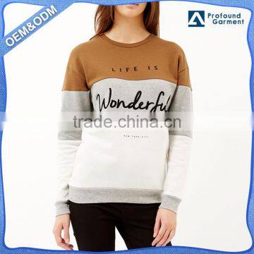 2017 pullover basic fashion wholesale factory crewneck no hood sweatshirt hoodie women with custom embroidered patches